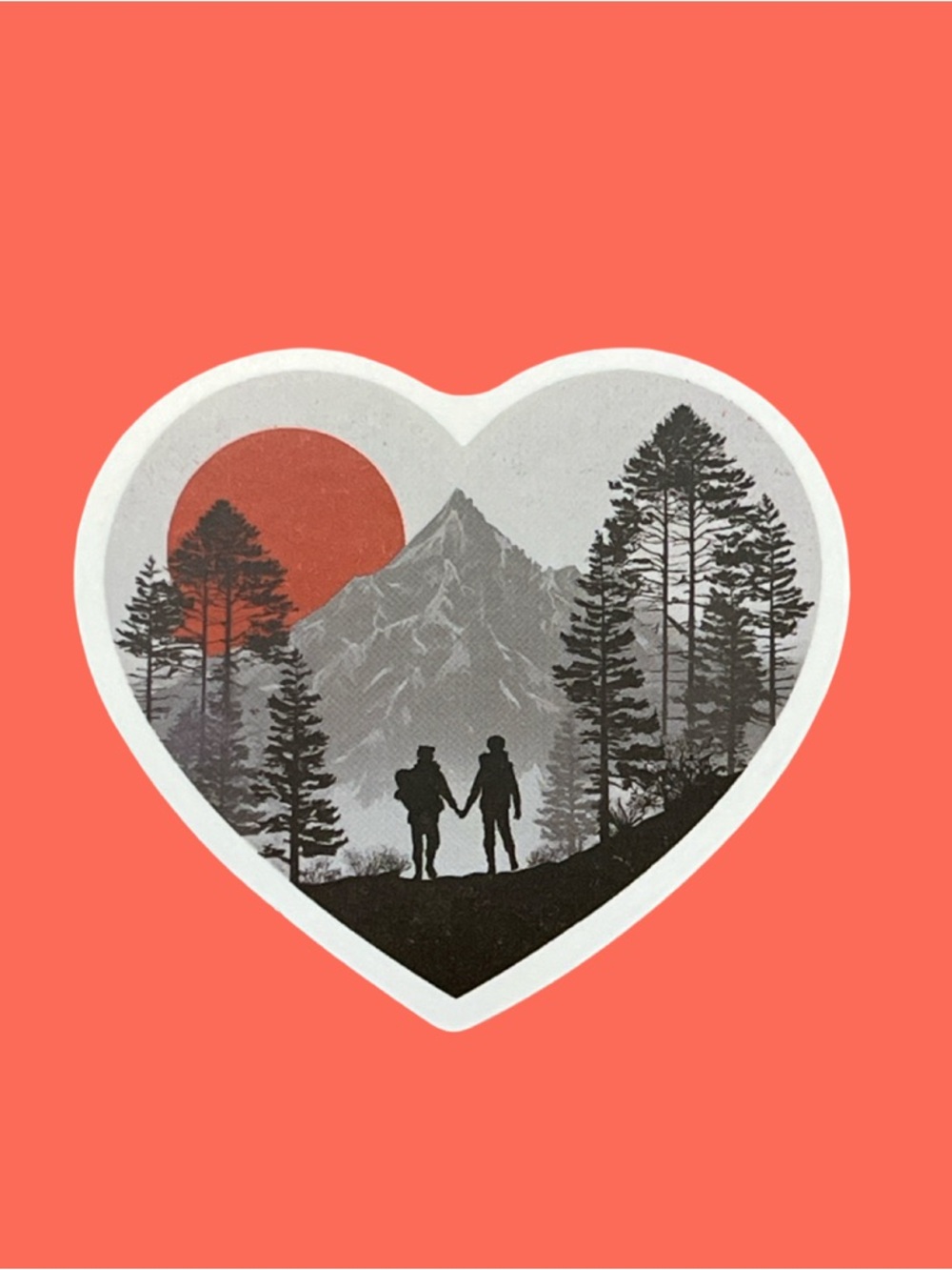 Heart-Shaped Mountain Couple Sticker